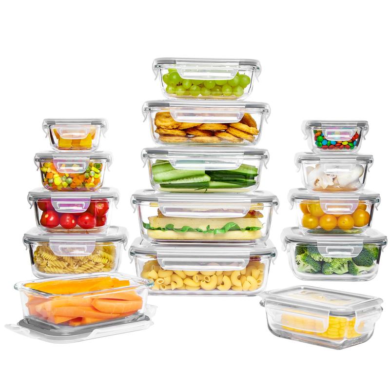 Stackable Glass Food Storage Set for Kitchen