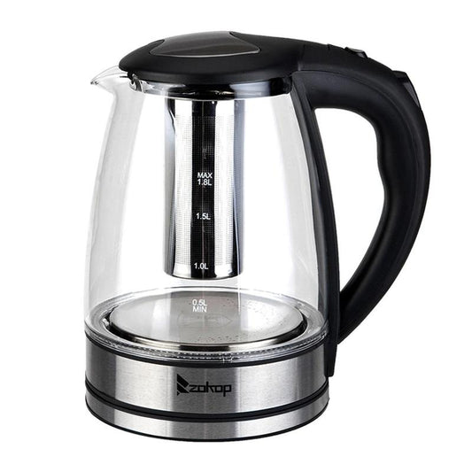 ZOKOP 1800W Electric Glass Kettle 1.8L with LED Light & Auto Shut-Off