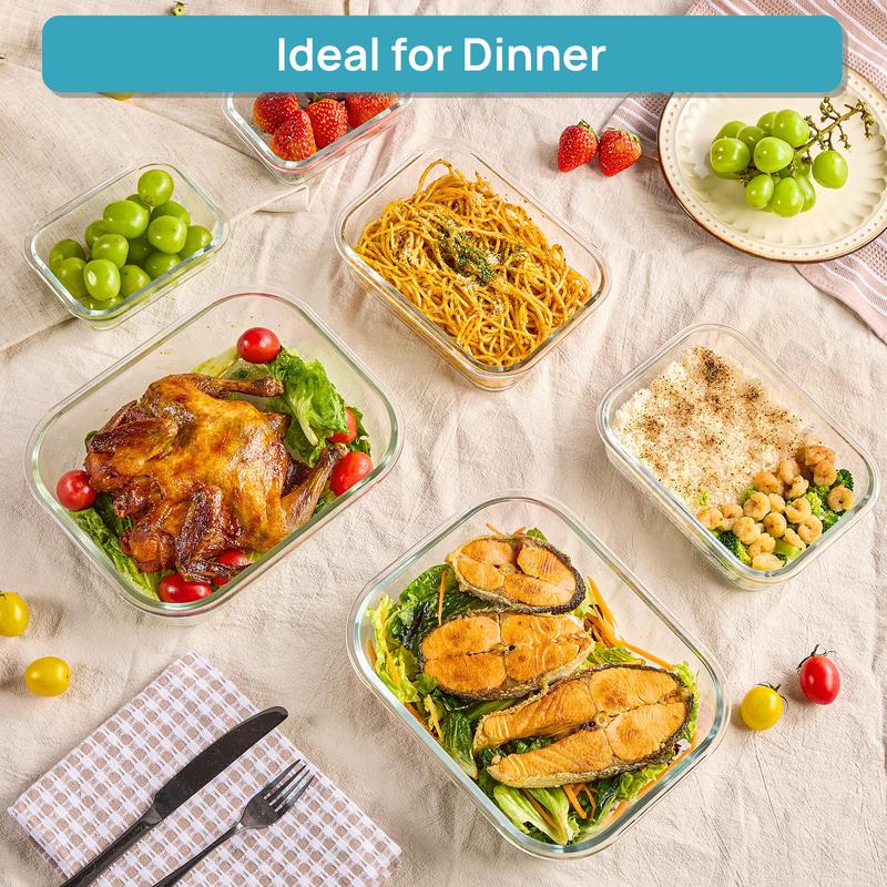 Stackable Glass Food Storage Set for Kitchen