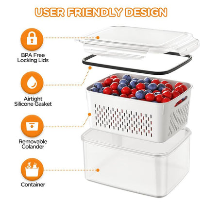 Kitchen Fruit Organizer with Double Layer Drainage